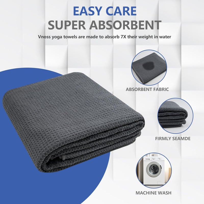 Vnoss Hot Yoga Towel - Microfiber Non Slip Yoga Mat Towel with Grip Dot Sweat Absorbent Towel for Hot Yoga, Pilates and Fitness 72" x 24", Grey - Image 4